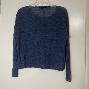 Rag & Bone blue long sleeve knit round neck linen shirt small